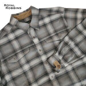 ROYAL ROBBINS Long Sleeve Stretch Plaid Shirt gray – size l